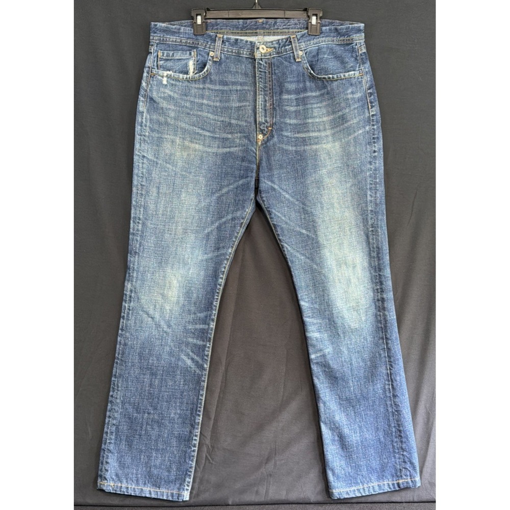 Canterbury Of New Zealand Jeans Men 36X32 Blue Selvede Straight Denim Distressed